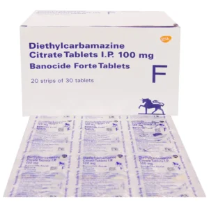 Banocide Forte 50 Mg tablet strip – Diethylcarbamazine anthelmintic medicine for filariasis and parasitic worm infections