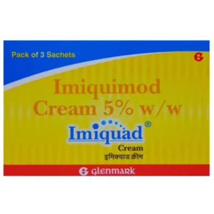 Imiquimod cream 5% tube and packaging on white background