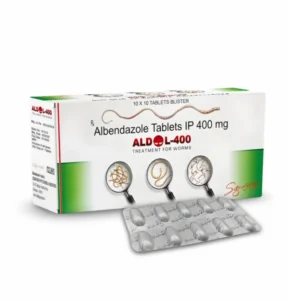 Aldol Albendazole 400mg tablet is used for the treatment of intestinal worm infections, including roundworms, hookworms, pinworms, whipworms, and tapeworms.