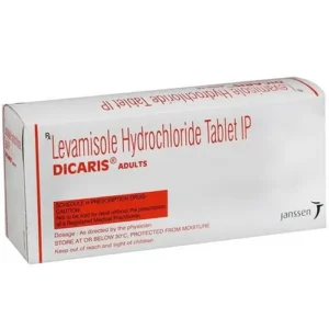 Dicaris Adults 150mg Levamisole tablets used for deworming and treatment of roundworm infections in adults.