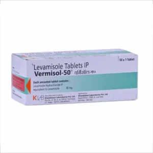 Vermisol 50mg Levamisole tablets used for the treatment of roundworm infections and deworming therapy.